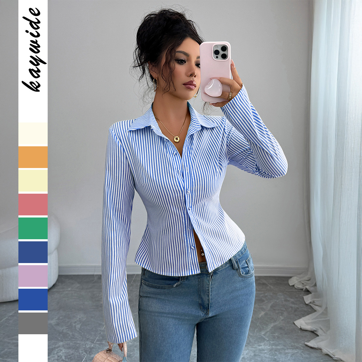 Winter Clothing Dress Up - Robe décontractée simple à rayures et