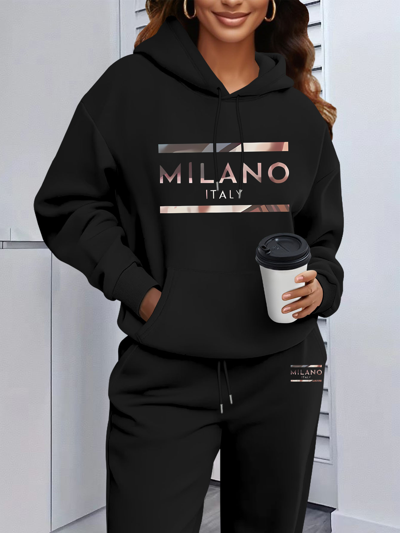 Winter Clothing Hoodie - Ensemble de survêtement à capuche imprimé