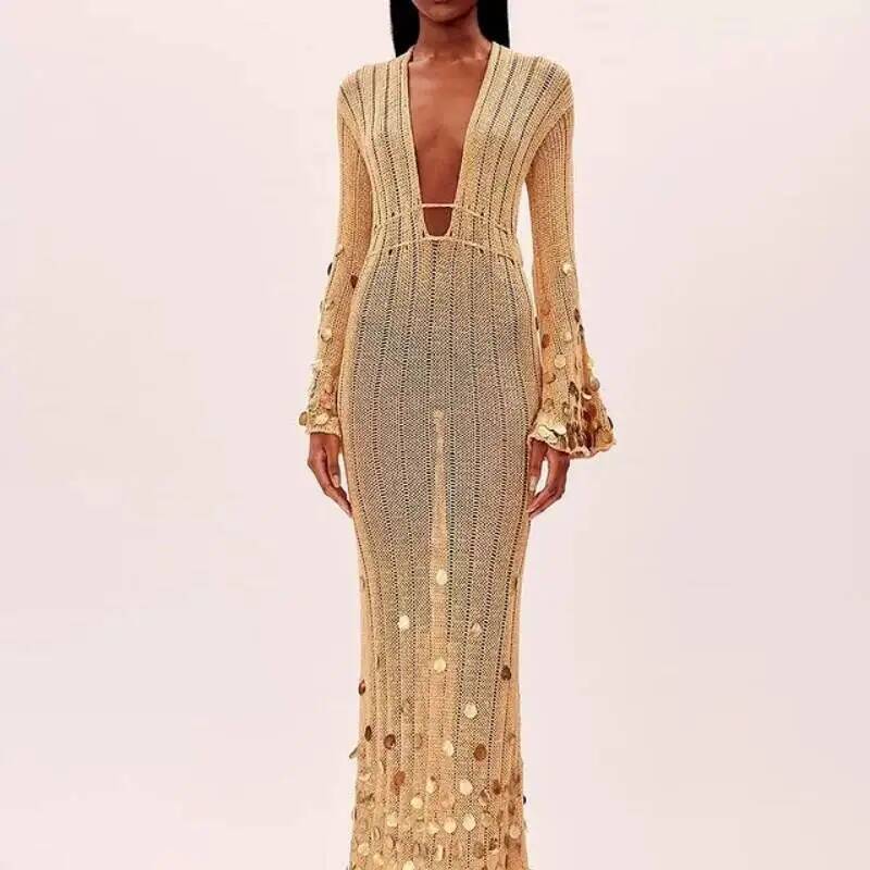 Robe longue tricotée à sequins - Winter Clothing Dress Up avis et prix