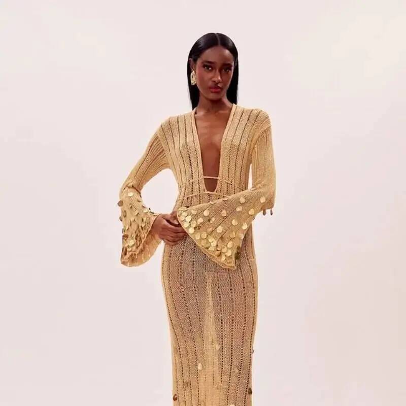 Robe longue tricotée à sequins - Winter Clothing Dress Up avis et prix