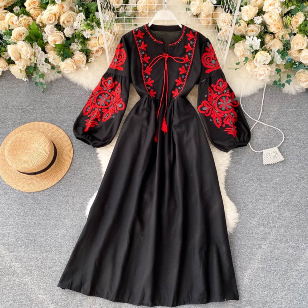 Robe ample brodée de fleurs po - Winter Clothing Dress Up avis et prix
